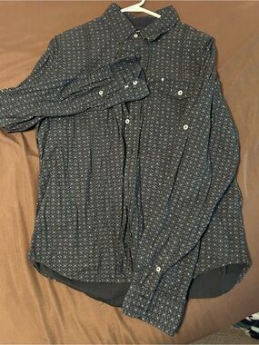 Rare Editions Men's Navy Micro-Pattern Button-Down Shirt